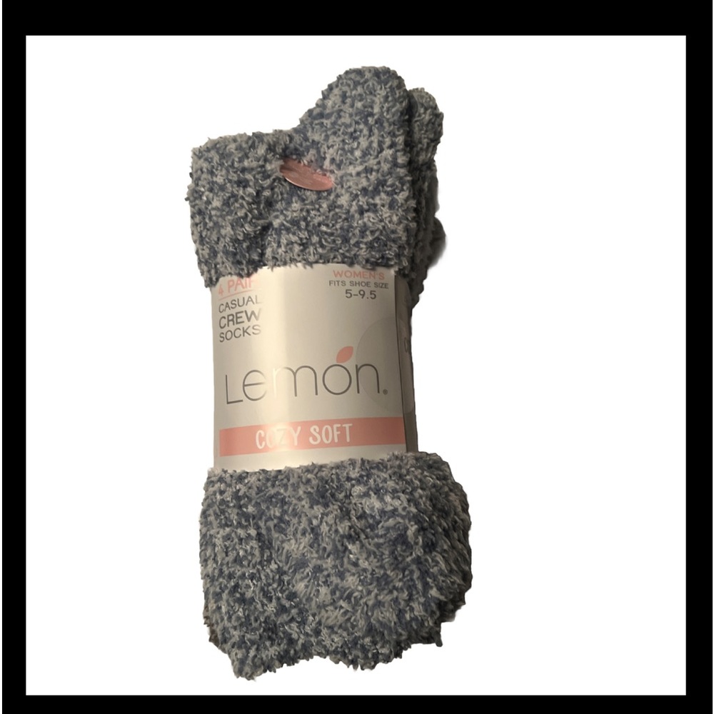 Lemon Women's Casual Crew Socks Fuzzy Socks Size 5-9.5 (4)Pk Cozy Soft Light Col